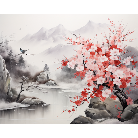 Ruhige Blütenfrostlandschaft