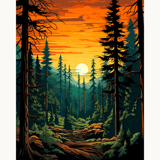 Wald mit hohen Bäumen