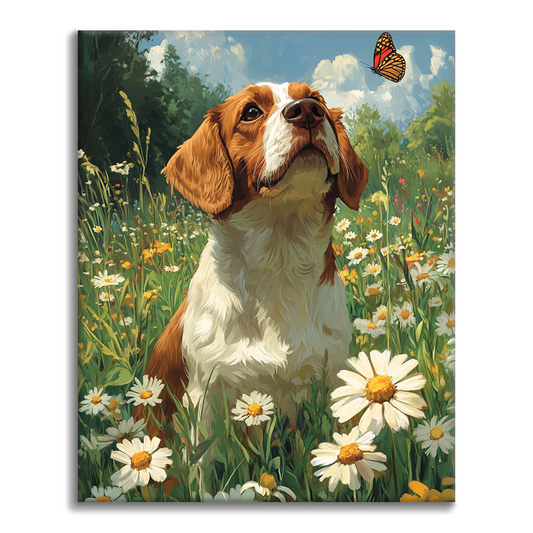 Hund und Schmetterling - Malen nach Zahlen