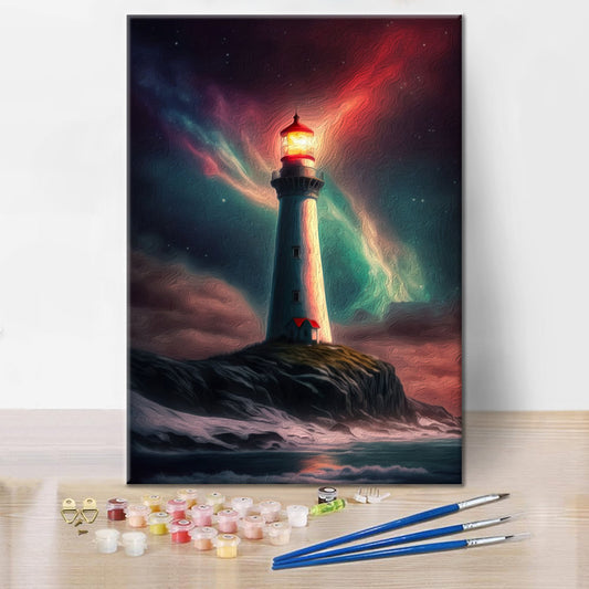 Leuchtturm Nordlichter - Malen nach Zahlen
