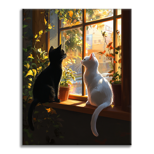 Katze im Fenster - Malen nach Zahlen