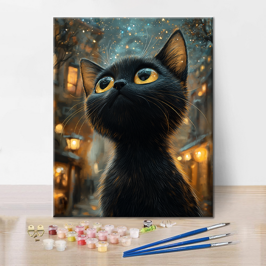 Schwarze Katze - Malen nach Zahlen