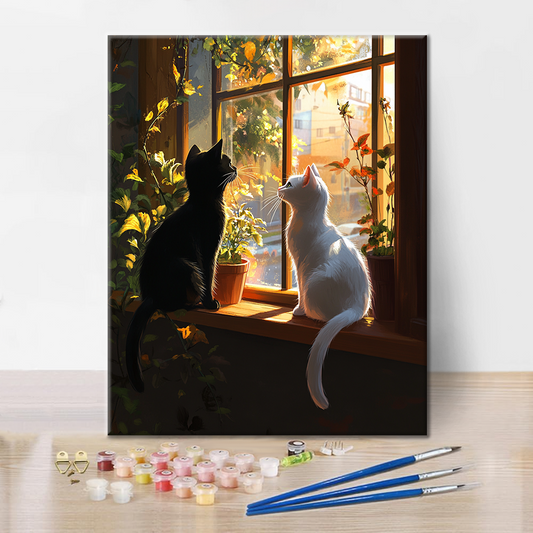 Katze im Fenster - Malen nach Zahlen