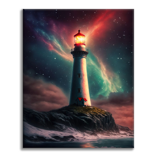 Leuchtturm Nordlichter - Malen nach Zahlen