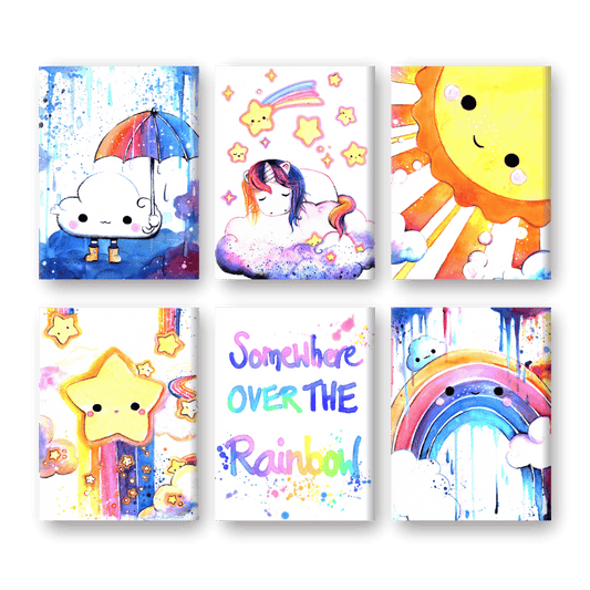 6 Mini-Gem?lde | Kawaii Rainbow Set - by Tiny Tami