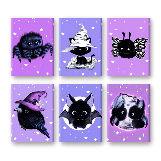 6 Mini-Gem?lde | Sweet Gothic Creatures - by Tiny Tami