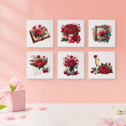Malen nach Zahlen - 6 Mini- Gem?lde | Valentinstag-Set