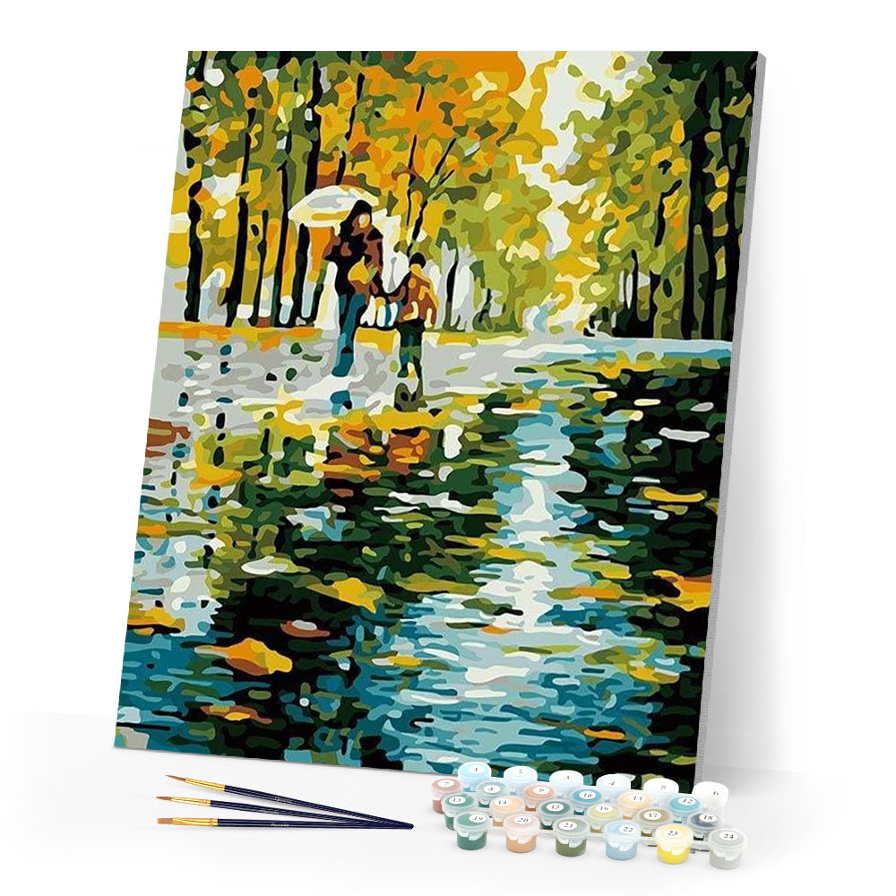 Mother And Son In The Rain