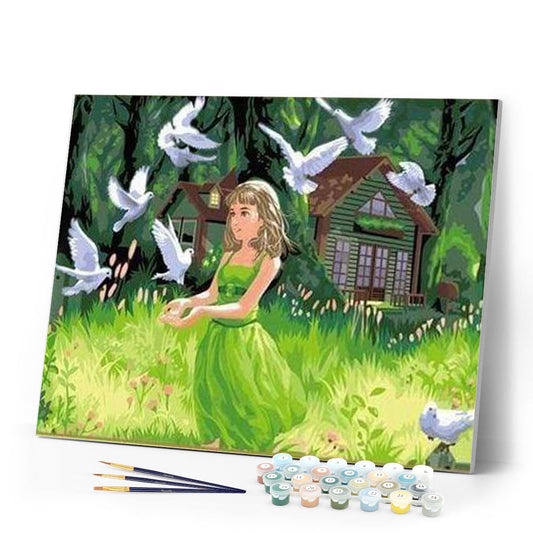 Young Lady feeding Birds