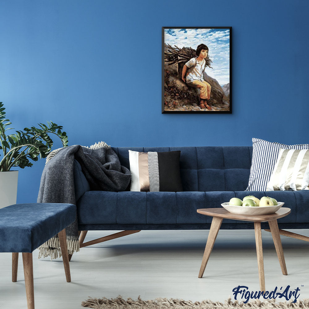 Girl collecting Firewood