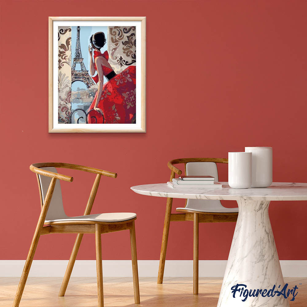 Beautiful Woman and Eiffel Tower