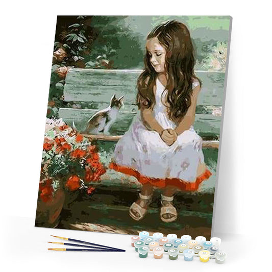 Little Girl and Cat