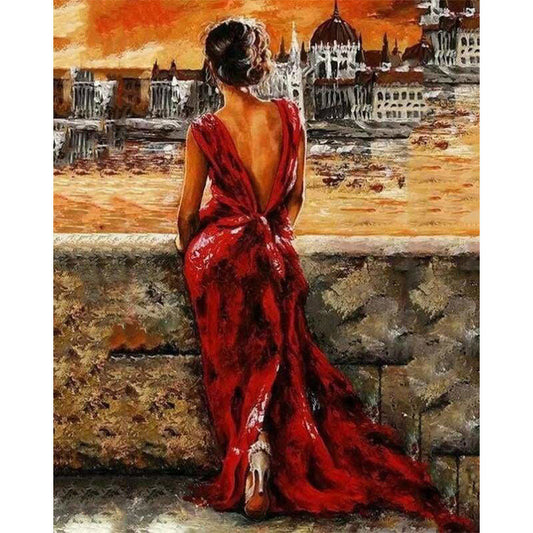 Beautiful Woman in Red Dress