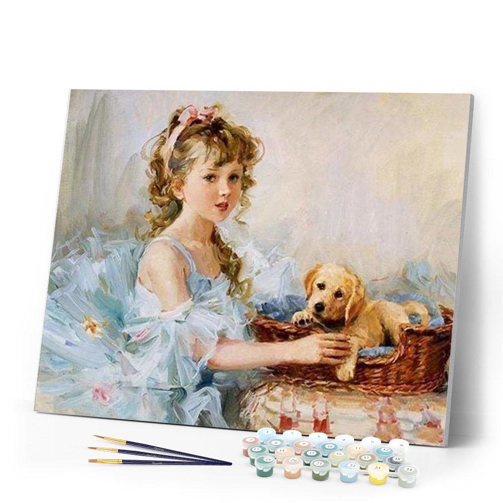 Little Girl and her Puppy