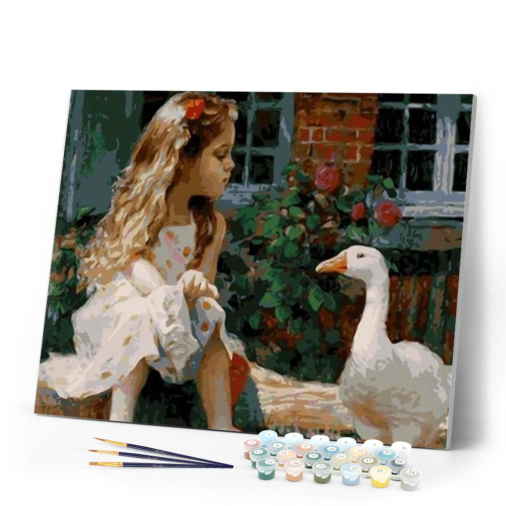 Little Girl and Duck