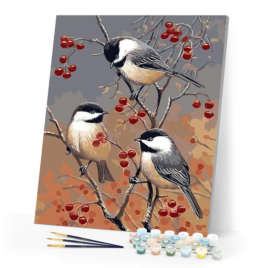 Vögel und Obstbaum
