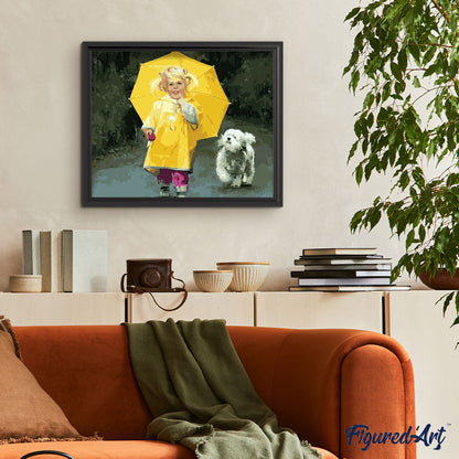 Little Girl in Yellow and Small Dog