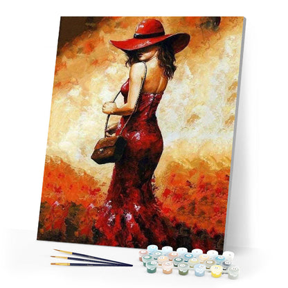 Woman with red hat