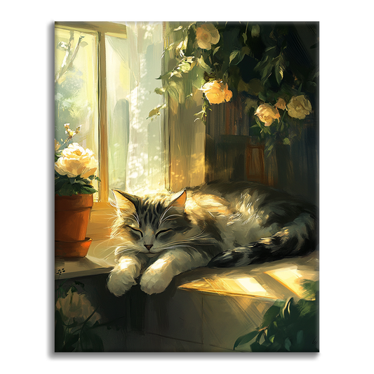 Nickerchende Katze - Malen nach Zahlen
