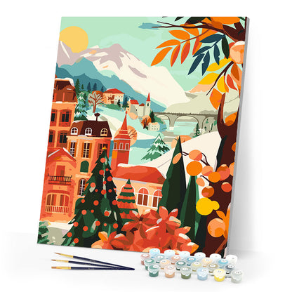 Winter City in the Mountains