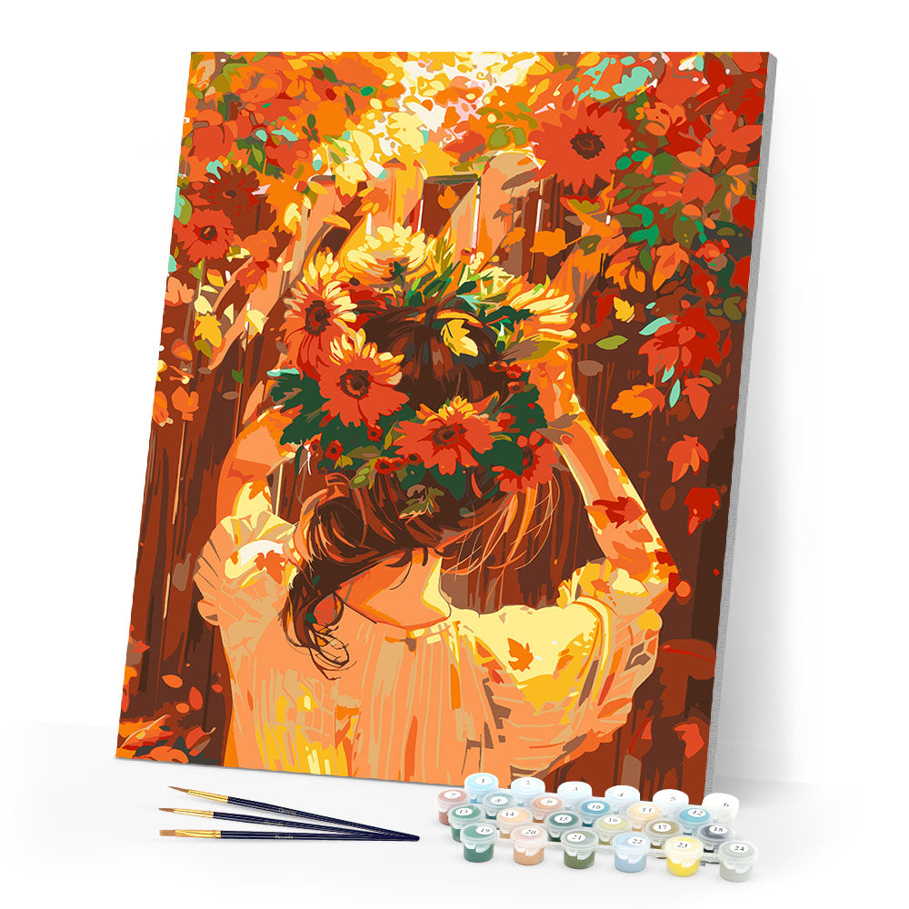 Girl with Fall Wreath