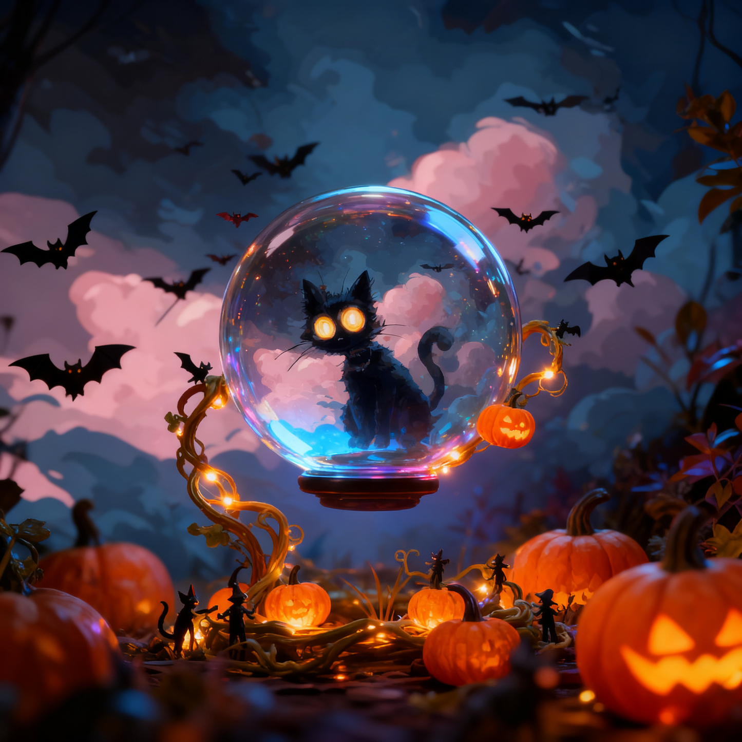 Black cat in the crystal ball - Paint by Numbers