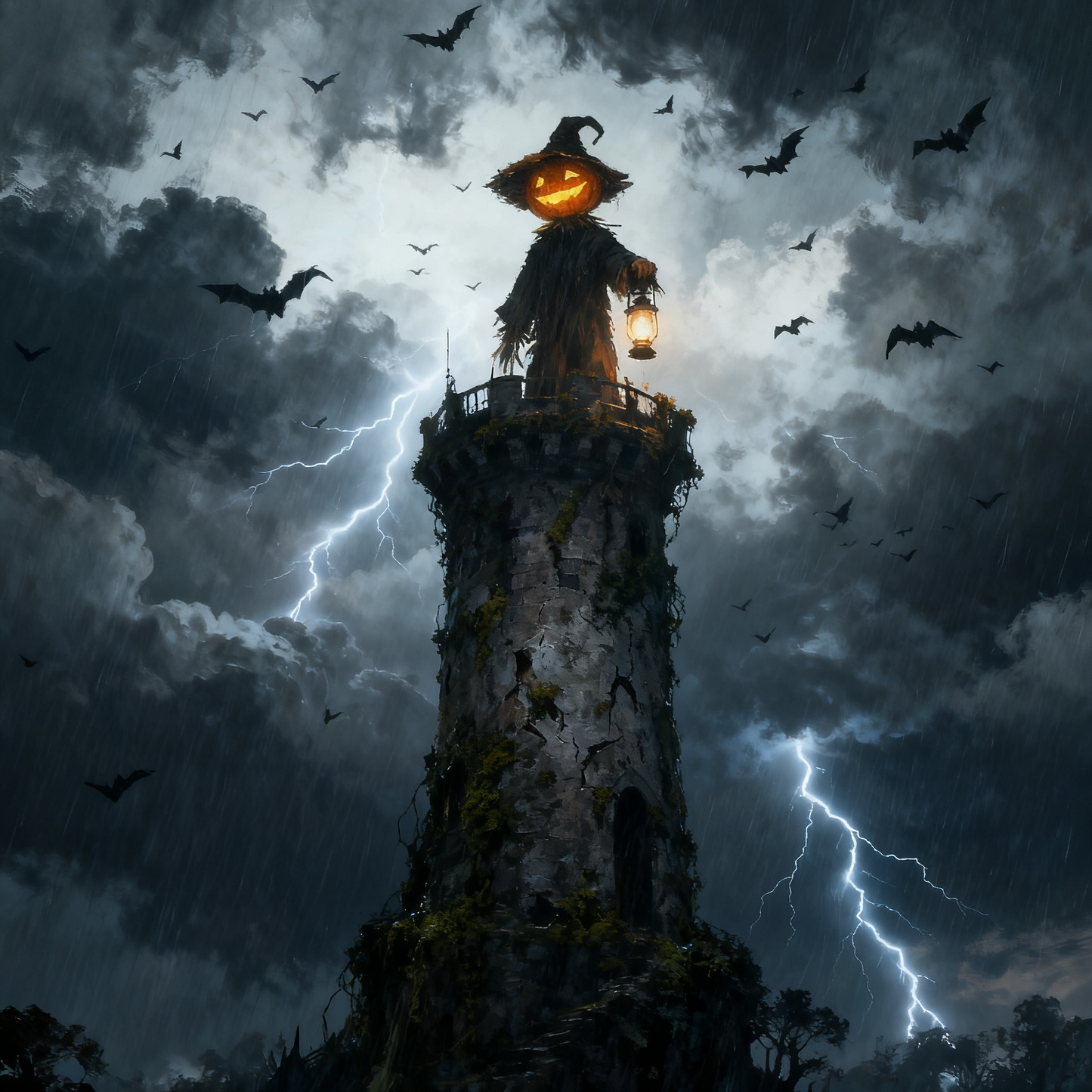 Pumpkin Scarecrow Lighthouse - Paint by Numbers
