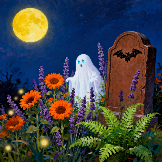 Lavender, chrysanthemums, cemetery - Paint by Numbers