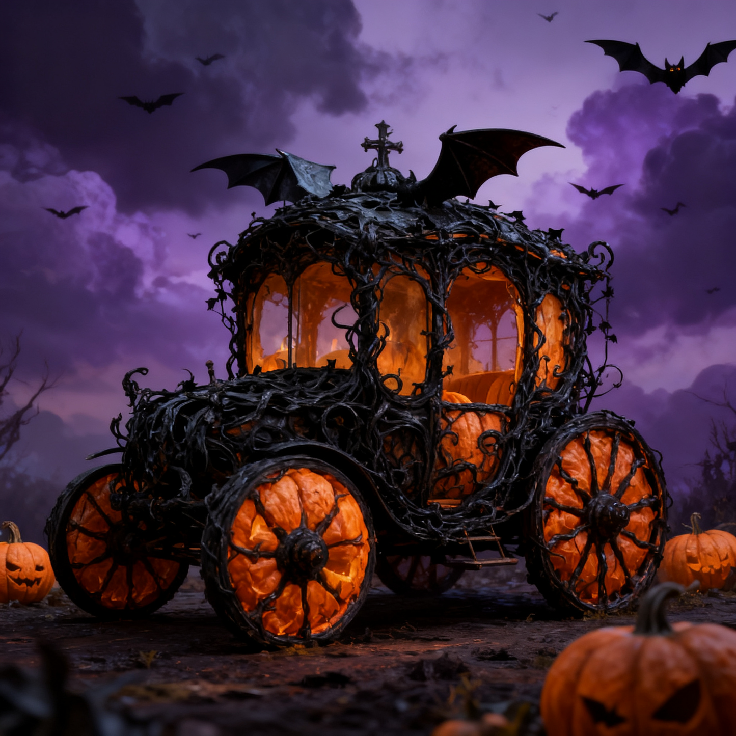 Scary Pumpkin Carriage - Paint by Numbers