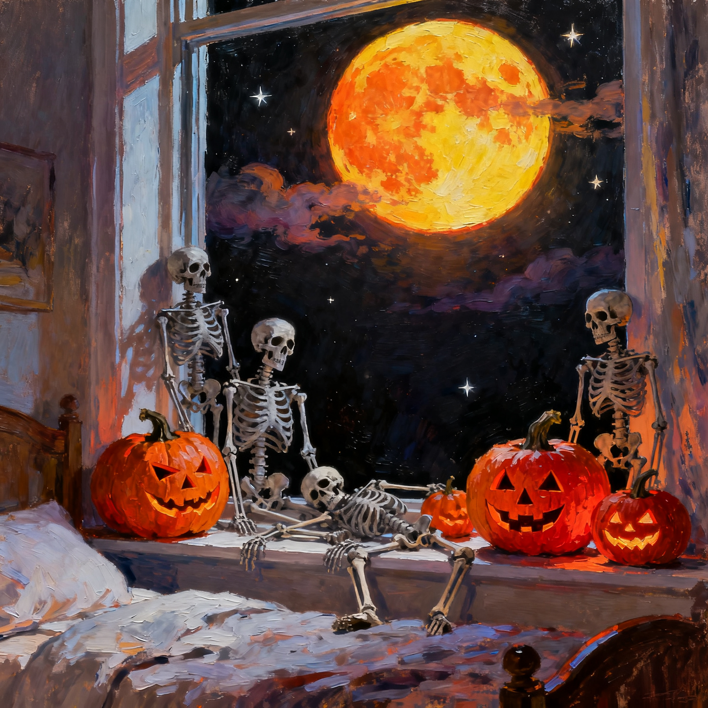 The bloody moon outside the window - Paint by Numbers