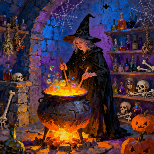 A witch making potions - Paint by Numbers