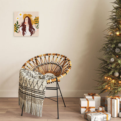 Mini Paint by numbers 8x8 framed - Abstract Woman and Daisies