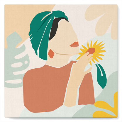 Mini Paint by numbers 8x8 framed - Abstract Woman in Green Turban