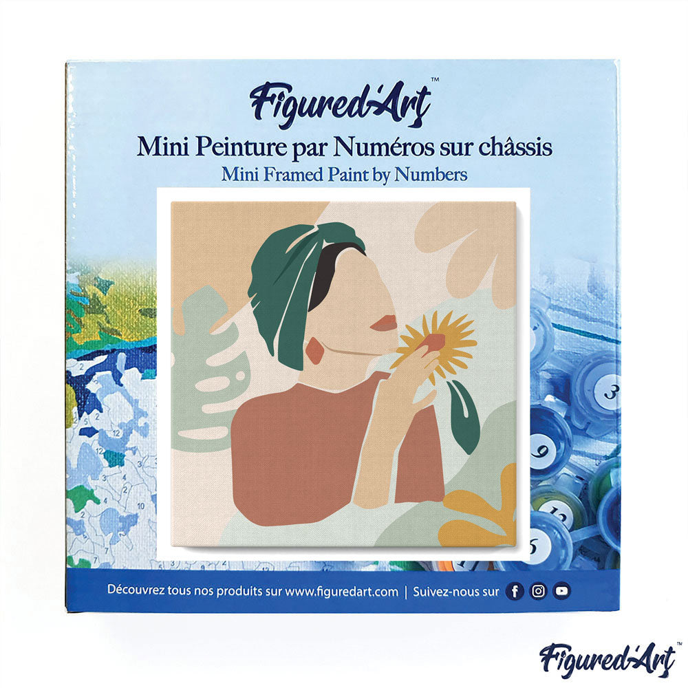 Mini Paint by numbers 8x8 framed - Abstract Woman in Green Turban
