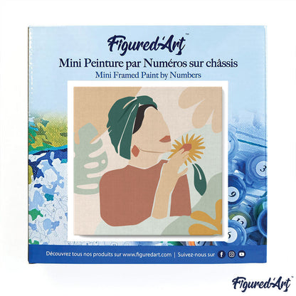 Mini Paint by numbers 8x8 framed - Abstract Woman in Green Turban