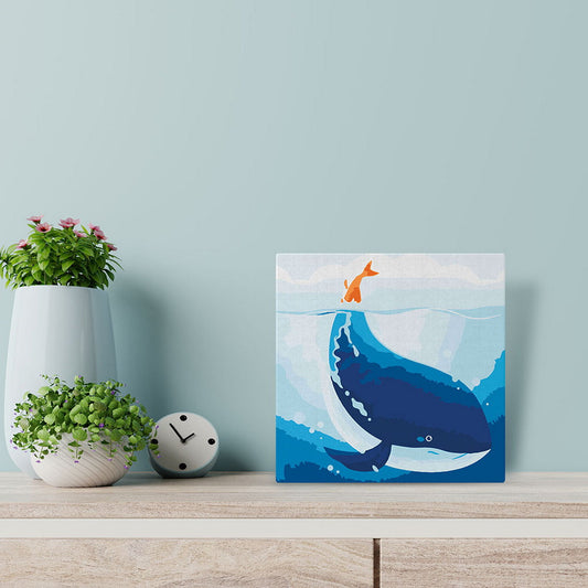 Mini-Malen nach Zahlen 8x8 gerahmt - Blauwal