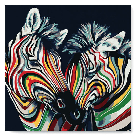 Mini-Malen nach Zahlen 8x8 gerahmt - Ein paar bunte Zebras