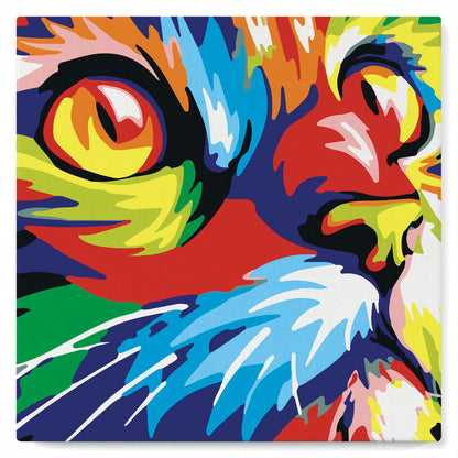 Mini-Malen nach Zahlen 8x8 gerahmt - Feline Pop Art