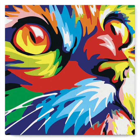 Mini-Malen nach Zahlen 8x8 gerahmt - Feline Pop Art