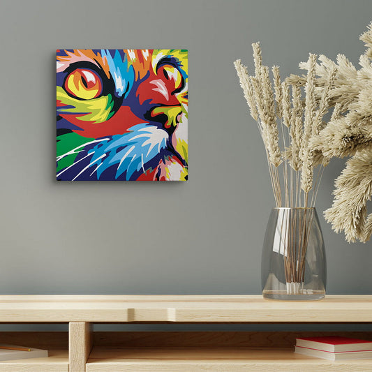 Mini-Malen nach Zahlen 8x8 gerahmt - Feline Pop Art