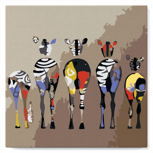 Mini-Malen nach Zahlen 8x8 gerahmt - Zebras Back