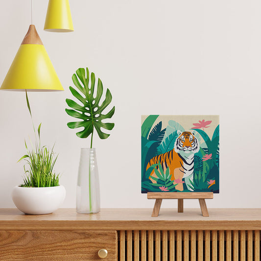 Mini-Malen nach Zahlen 8x8 gerahmt - Tropischer Bengaltiger