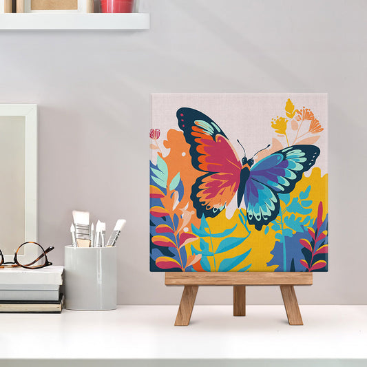 Mini-Malen nach Zahlen 8x8 gerahmt - Tropischer Schmetterling