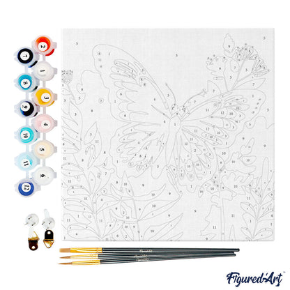Mini-Malen nach Zahlen 8x8 gerahmt - Tropischer Schmetterling