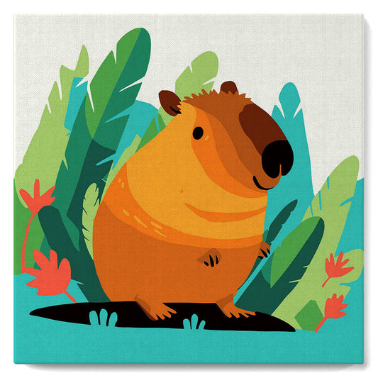 Mini-Malen nach Zahlen 8x8 gerahmt - Tropisches Capybara
