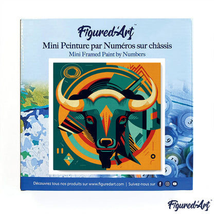 Mini-Malen nach Zahlen 8 x 8 gerahmt - Bull Art-Deco inspiriert abstrakt