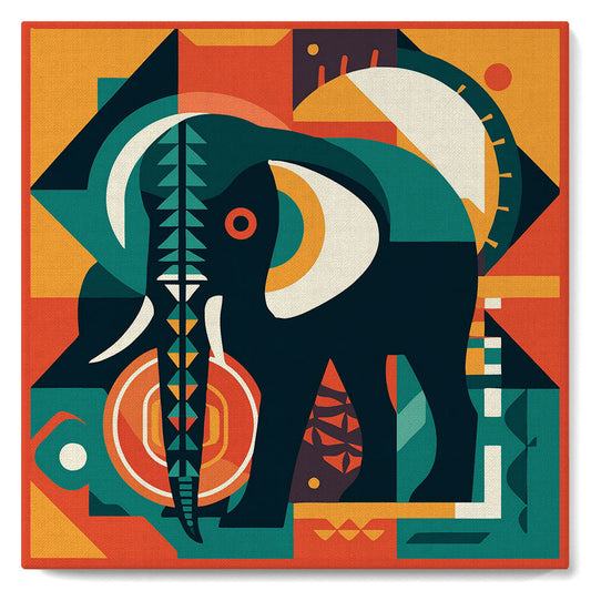 Mini-Malen nach Zahlen 8 x 8 gerahmt - Elefant Art-Deco inspiriert abstrakt