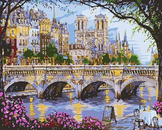 Eine Romanze im Stil einer Brücke in Paris