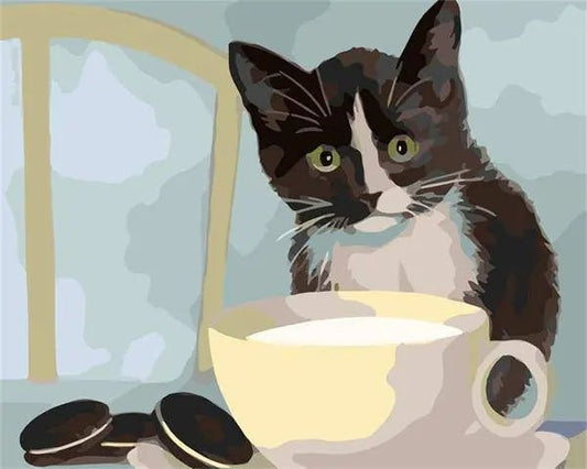 Frühstückszeit-Katze
