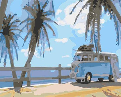 Minibus-Picknick am Strand